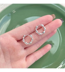 SATN122E100254 S925純銀輕奢小巧米粒橄欖珠耳扣女小眾設計高級感耳釘耳環耳飾