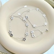 SATN122E100257 S925純銀花朵項鏈女簡約小清新氣質鎖骨鏈甜美森系疊戴風秋冬項飾