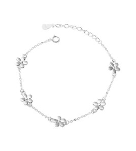 SATN122E100257 S925純銀花朵項鏈女簡約小清新氣質鎖骨鏈甜美森系疊戴風秋冬項飾