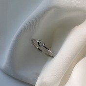 SATN122E100280 S925純銀簡約鏤空愛心戒指女素圈小眾設計輕奢開口食指戒氣質指環