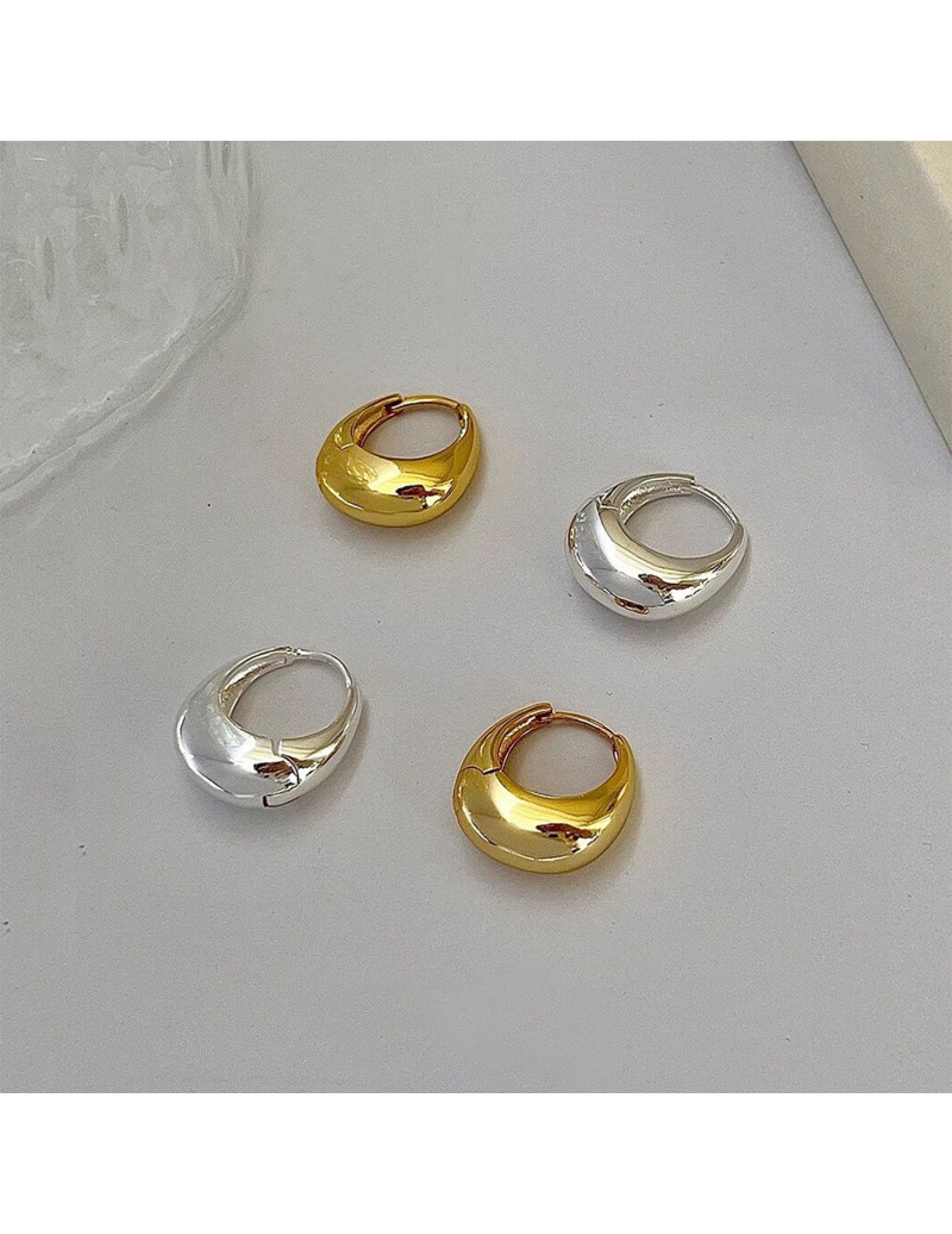 SATN122E100282 S925純銀水滴耳扣女個性韓版潮簡約冷淡風耳環法式高級感耳飾品