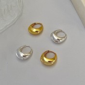 SATN122E100282 S925純銀水滴耳扣女個性韓版潮簡約冷淡風耳環法式高級感耳飾品