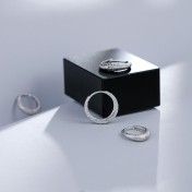 SATN122E100302 S925純銀簡約耳環女冷淡風高級感波光粼粼耳扣耳釘素耳圈耳飾品