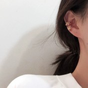 SATN122E100303 S925純銀小清新森系樹葉無耳洞耳夾小眾設計耳骨夾氣質高級感耳飾