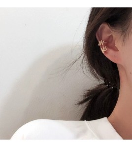 SATN122E100303 S925純銀小清新森系樹葉無耳洞耳夾小眾設計耳骨夾氣質高級感耳飾