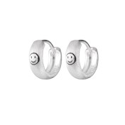 SATN122E100313 S925純銀簡約拉絲笑臉耳扣可愛卡通學生耳環小眾設計冷淡風潮耳飾