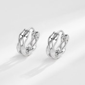 SATN122E100325 S925純銀莫比烏斯耳環女個性潮流雙線條耳扣新款時尚氣質輕奢耳圈