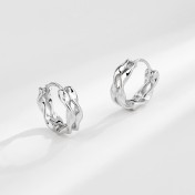 SATN122E100325 S925純銀莫比烏斯耳環女個性潮流雙線條耳扣新款時尚氣質輕奢耳圈