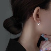 SATN122E100329 S925純銀碎銀子耳環女小眾高級感碎銀幾兩耳圈氣質輕奢新潮耳飾品