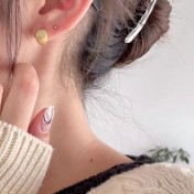 SATN122E100337 S925純銀半弧時尚ins風拉絲耳扣簡約冷淡風耳釘高級感女耳環耳飾