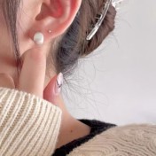 SATN122E100337 S925純銀半弧時尚ins風拉絲耳扣簡約冷淡風耳釘高級感女耳環耳飾