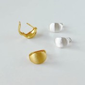 SATN122E100337 S925純銀半弧時尚ins風拉絲耳扣簡約冷淡風耳釘高級感女耳環耳飾