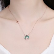 SATN122E100350 一鹿有你鑲鉆S925純銀項鏈女森系麋鹿角情人節日韓學生簡約套裝