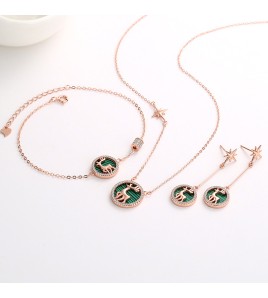 SATN122E100350 一鹿有你鑲鉆S925純銀項鏈女森系麋鹿角情人節日韓學生簡約套裝