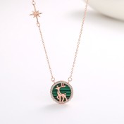 SATN122E100350 一鹿有你鑲鉆S925純銀項鏈女森系麋鹿角情人節日韓學生簡約套裝