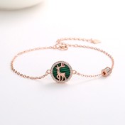 SATN122E100350 一鹿有你鑲鉆S925純銀項鏈女森系麋鹿角情人節日韓學生簡約套裝