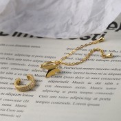 SATN122E100366 新款S925純銀耳夾蝴蝶仙子耳夾套裝耳環Ins潮流女日韓國簡約氣質