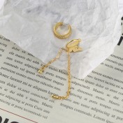 SATN122E100366 新款S925純銀耳夾蝴蝶仙子耳夾套裝耳環Ins潮流女日韓國簡約氣質