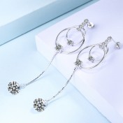 SATN122E100367 S925純銀圓形幾何耳釘韓版簡約長款耳環氣質長款百搭小眾耳飾品