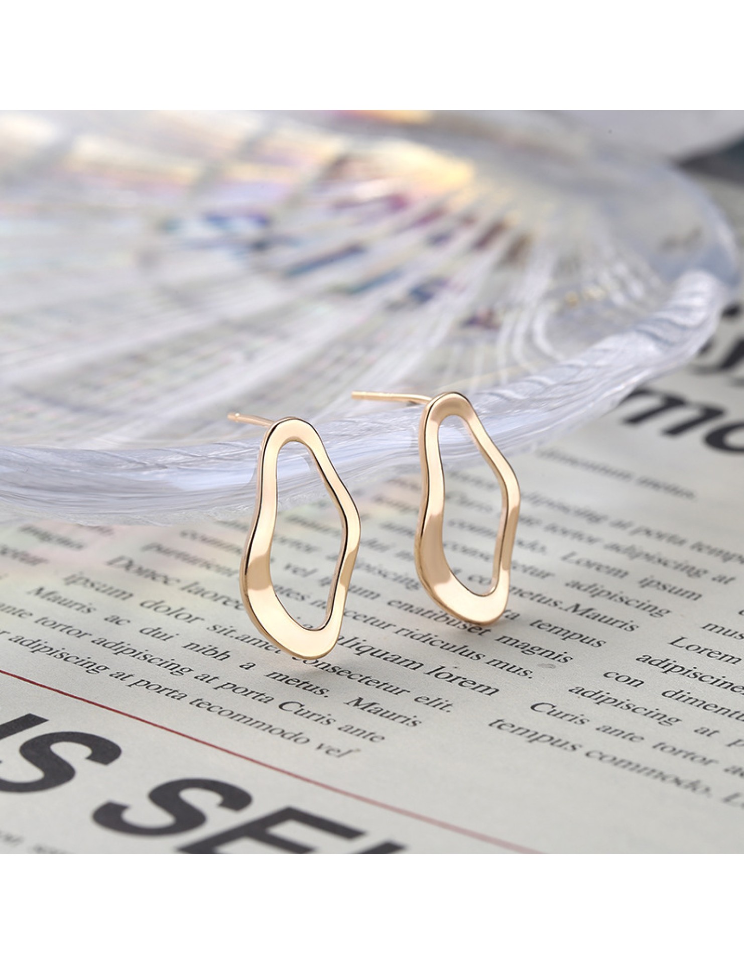 SATN122E100368 時尚S925純銀韓國氣質簡約不規則長款耳環歐美風幾何個性耳釘女