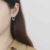 SATN122E100368 時尚S925純銀韓國氣質簡約不規則長款耳環歐美風幾何個性耳釘女