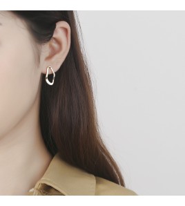 SATN122E100368 時尚S925純銀韓國氣質簡約不規則長款耳環歐美風幾何個性耳釘女