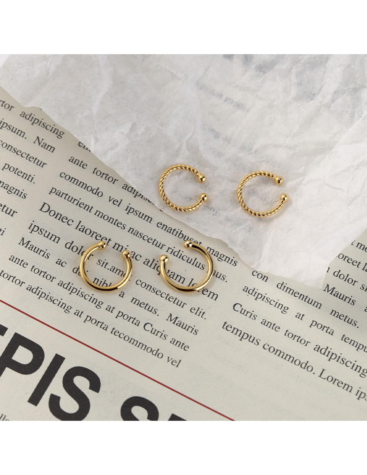 SATN122E100369 韓版S925純銀耳扣麻花耳夾簡約百搭潮女銀耳扣耳夾無耳洞地攤耳飾