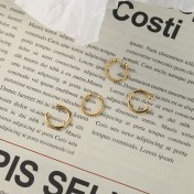 SATN122E100369 韓版S925純銀耳扣麻花耳夾簡約百搭潮女銀耳扣耳夾無耳洞地攤耳飾