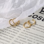 SATN122E100369 韓版S925純銀耳扣麻花耳夾簡約百搭潮女銀耳扣耳夾無耳洞地攤耳飾