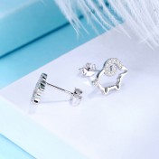 SATN122E100371 S925純銀小綿羊耳環女生ins可愛耳釘耳飾一周耳釘
