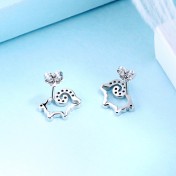 SATN122E100371 S925純銀小綿羊耳環女生ins可愛耳釘耳飾一周耳釘