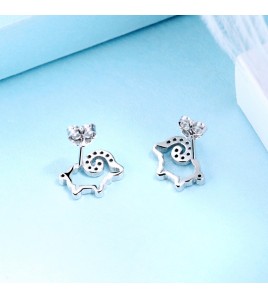 SATN122E100371 S925純銀小綿羊耳環女生ins可愛耳釘耳飾一周耳釘