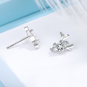 SATN122E100372 S925純銀一鹿有你耳釘鹿角耳飾日韓小清新甜美森系麋鹿耳環耳飾品