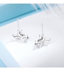 SATN122E100372 S925純銀一鹿有你耳釘鹿角耳飾日韓小清新甜美森系麋鹿耳環耳飾品