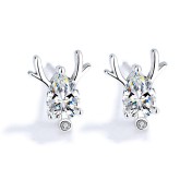 SATN122E100372 S925純銀一鹿有你耳釘鹿角耳飾日韓小清新甜美森系麋鹿耳環耳飾品