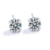 SATN122E100373 S925純銀簡約時尚鑲鉆耳釘男女通用百搭耳飾創意個性潮小飾品耳環