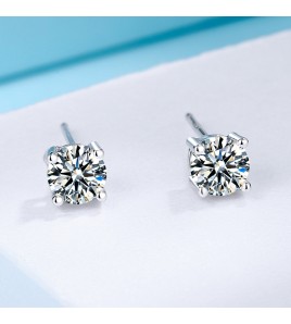 SATN122E100373 S925純銀簡約時尚鑲鉆耳釘男女通用百搭耳飾創意個性潮小飾品耳環