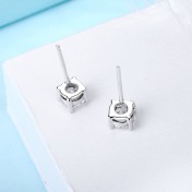 SATN122E100373 S925純銀簡約時尚鑲鉆耳釘男女通用百搭耳飾創意個性潮小飾品耳環