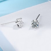 SATN122E100373 S925純銀簡約時尚鑲鉆耳釘男女通用百搭耳飾創意個性潮小飾品耳環