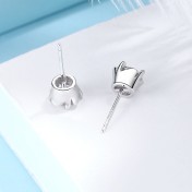 SATN122E100374 S925純銀經典時尚四爪鋯石耳釘簡約男女個性百搭潮耳環小眾耳飾