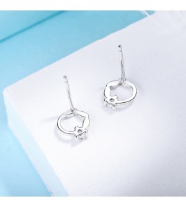 SATN122E100375 S925純銀小清新森系花朵耳釘女簡約小巧氣質耳環時尚通勤百搭耳飾