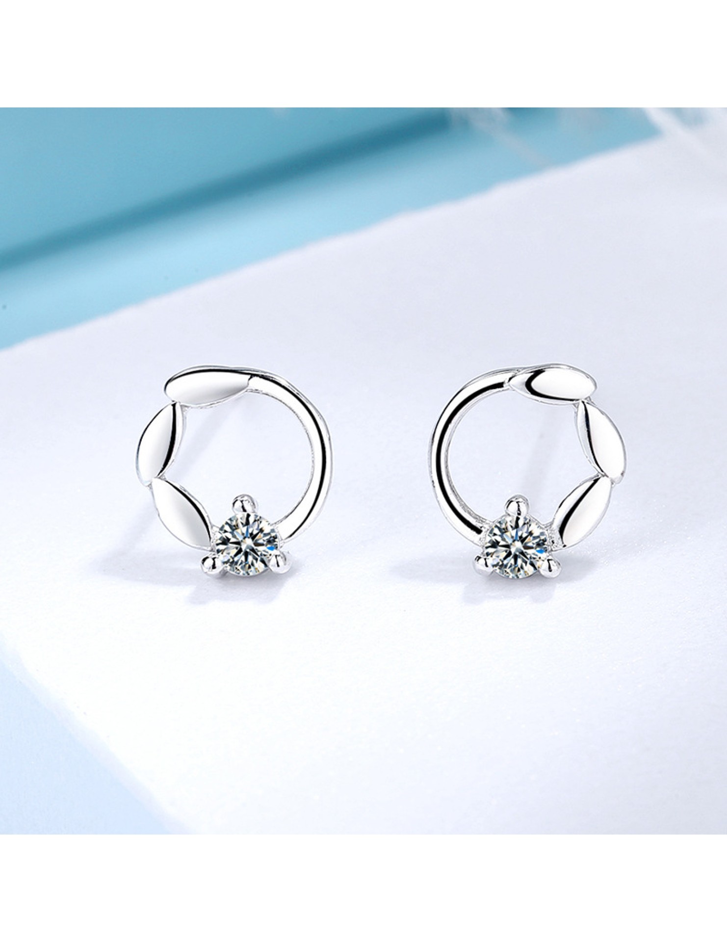 SATN122E100375 S925純銀小清新森系花朵耳釘女簡約小巧氣質耳環時尚通勤百搭耳飾