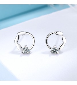 SATN122E100375 S925純銀小清新森系花朵耳釘女簡約小巧氣質耳環時尚通勤百搭耳飾