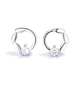 SATN122E100375 S925純銀小清新森系花朵耳釘女簡約小巧氣質耳環時尚通勤百搭耳飾