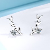 SATN122E100377 新款s925純銀耳釘女生簡約鑲鉆ins耳環韓國氣質學生耳飾禮物