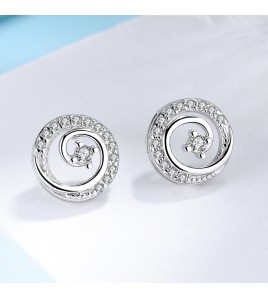 SATN122E100378 新款潮925銀耳釘女韓國鑲鉆簡約氣質ins耳飾耳環