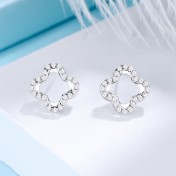 SATN122E100379 S925純銀女鑲鉆四葉幸運草項鏈套裝簡約潮鎖骨鏈學生閨蜜擺攤貨源