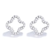 SATN122E100379 S925純銀女鑲鉆四葉幸運草項鏈套裝簡約潮鎖骨鏈學生閨蜜擺攤貨源