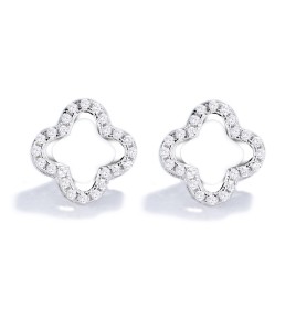 SATN122E100379 S925純銀女鑲鉆四葉幸運草項鏈套裝簡約潮鎖骨鏈學生閨蜜擺攤貨源