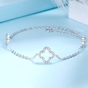 SATN122E100379 S925純銀女鑲鉆四葉幸運草項鏈套裝簡約潮鎖骨鏈學生閨蜜擺攤貨源